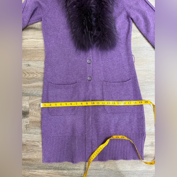 Escada Purple Wool Raccoon Fur Collar Detail Cardigan Size 34 Small - Picture 14 of 15